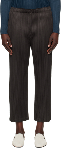 Pleats Please Issey Miyake: Коричневые брюки 