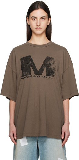 MM6 Maison Margiela: Коричневая футболка 