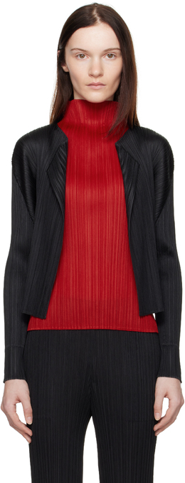 Pleats Please Issey Miyake: Чёрный кардиган 