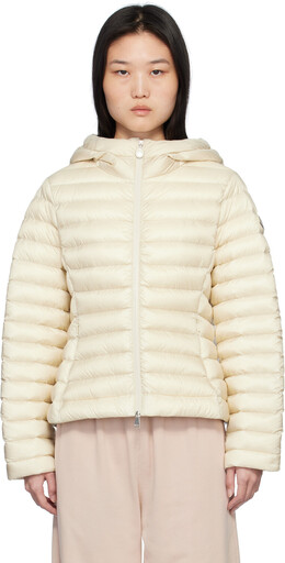 Moncler: Бежевый пуховик 