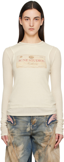 Acne Studios: Бежевая футболка 
