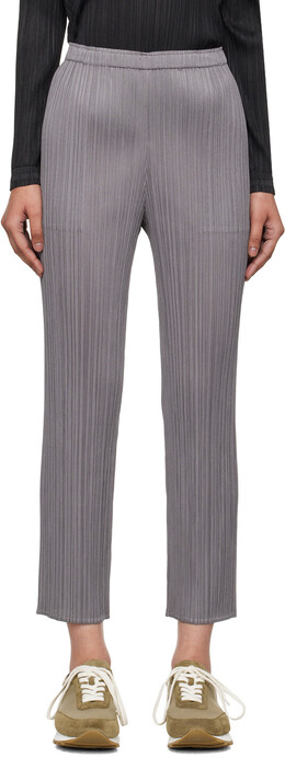 Pleats Please Issey Miyake: Серые брюки 