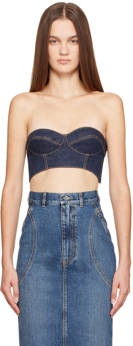 ALAÏA: Синий топ 