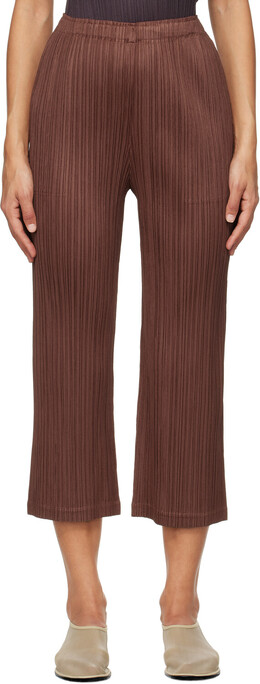 Pleats Please Issey Miyake: Коричневые брюки 