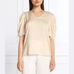 DKNY: Бежевая блуза 