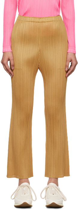 Pleats Please Issey Miyake: Жёлтые брюки 