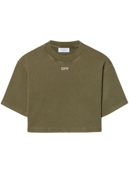 Off-White: Зелёная футболка 