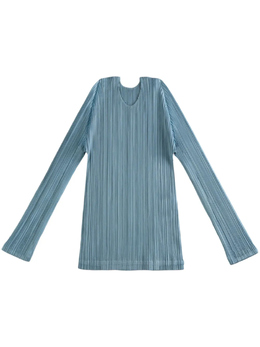 Pleats Please Issey Miyake: Синяя футболка 