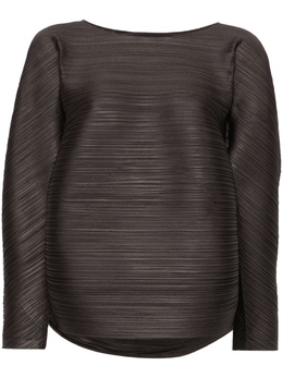 Pleats Please Issey Miyake: Коричневая блуза 