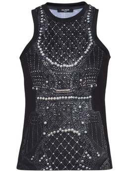 Balmain: Топ с вышивкой 