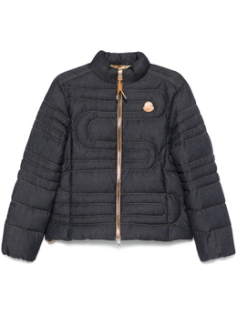 Moncler: Синий пуховик 