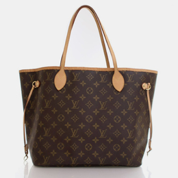 Louis Vuitton: Коричневая сумка-шоппер  Neverfull MM