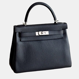 Hermes: Чёрная сумка  Kelly 28