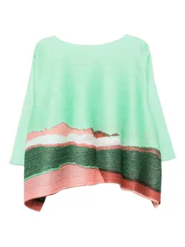 Pleats Please Issey Miyake: Зелёный топ 