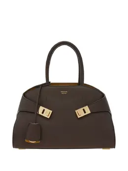 Ferragamo: Коричневая сумка-шоппер  Gancini