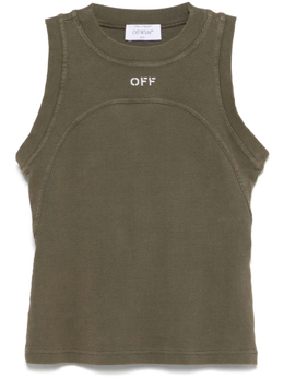 Off-White: Зелёный топ 