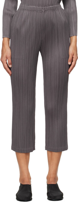 Pleats Please Issey Miyake: Серые брюки 
