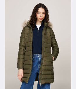 Tommy Jeans: Зелёный пуховик 
