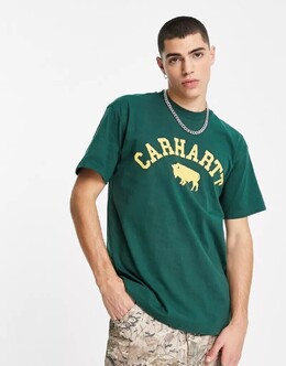 Carhartt WIP: Зелёная футболка 