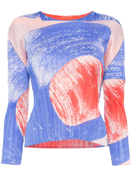Pleats Please Issey Miyake: Синий топ 