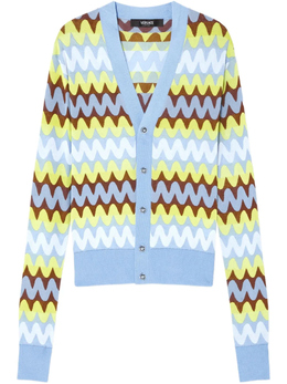 Versace: Синий кардиган 