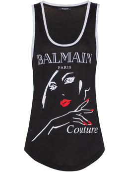 Balmain: Топ с принтом 