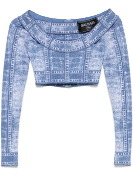 Balmain: Синий топ 