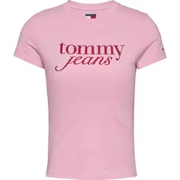 Tommy Jeans: Розовая футболка  Essential
