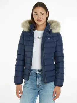 Tommy Hilfiger: Пуховик  Tommy Jeans с капюшоном