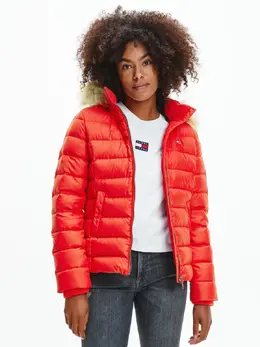 Tommy Hilfiger: Пуховик  Tommy Jeans с капюшоном