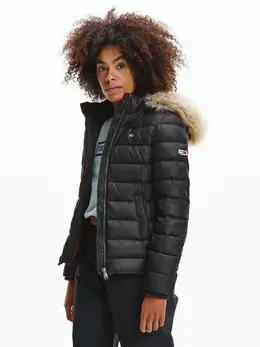 Tommy Hilfiger: Пуховик  Tommy Jeans с капюшоном