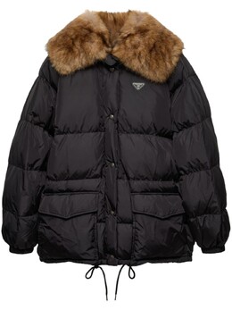 Prada: Чёрный пуховик 