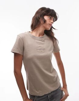 Calvin Klein Jeans: Коричневая футболка 