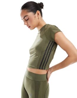 adidas Performance: Футболка цвета хаки 