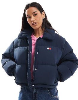 Tommy Jeans: Тёмный пуховик  Tommy Badge