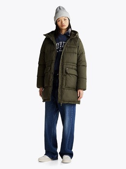 Tommy Jeans: Пуховик цвета хаки 