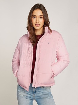 Tommy Jeans: Розовый пуховик 