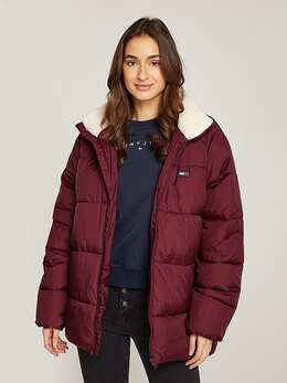 Tommy Jeans: Бордовый пуховик 