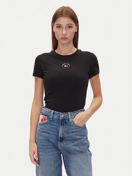 Tommy Jeans: Чёрная футболка  Essential