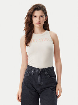 Calvin Klein Jeans: Бежевый топ 