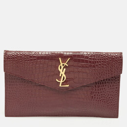 Saint Laurent Paris: Бордовый клатч  Uptown