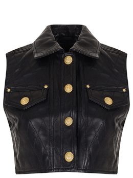 BALMAIN: Кожаный жилет 