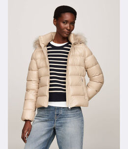 Tommy Hilfiger: Бежевый пуховик 