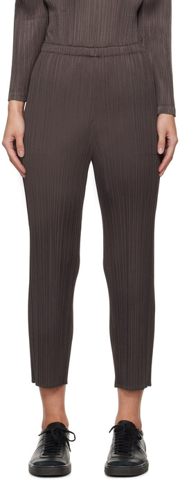 Pleats Please Issey Miyake: Серые брюки 