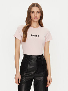 GUESS: Бежевая футболка 