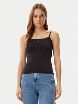 Tommy Jeans: Чёрный топ  Essential