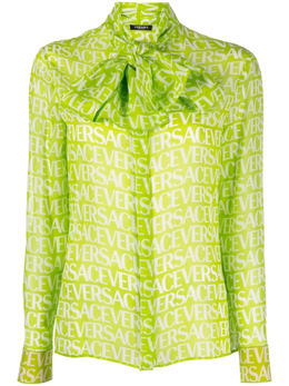 Versace: Блуза с бантом 