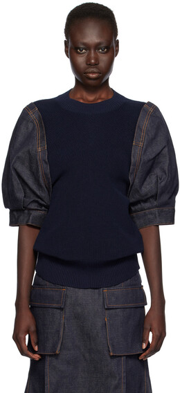 Sacai: Тёмный свитер 