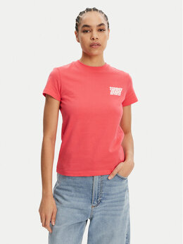 Tommy Jeans: Розовая футболка 