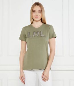 Lauren Ralph Lauren: Футболка цвета хаки 